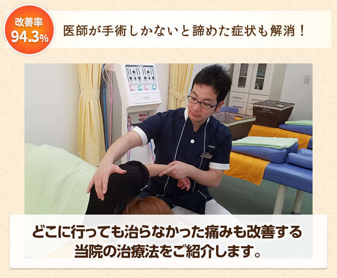 医師が手術しかないと諦めた症状も解消！